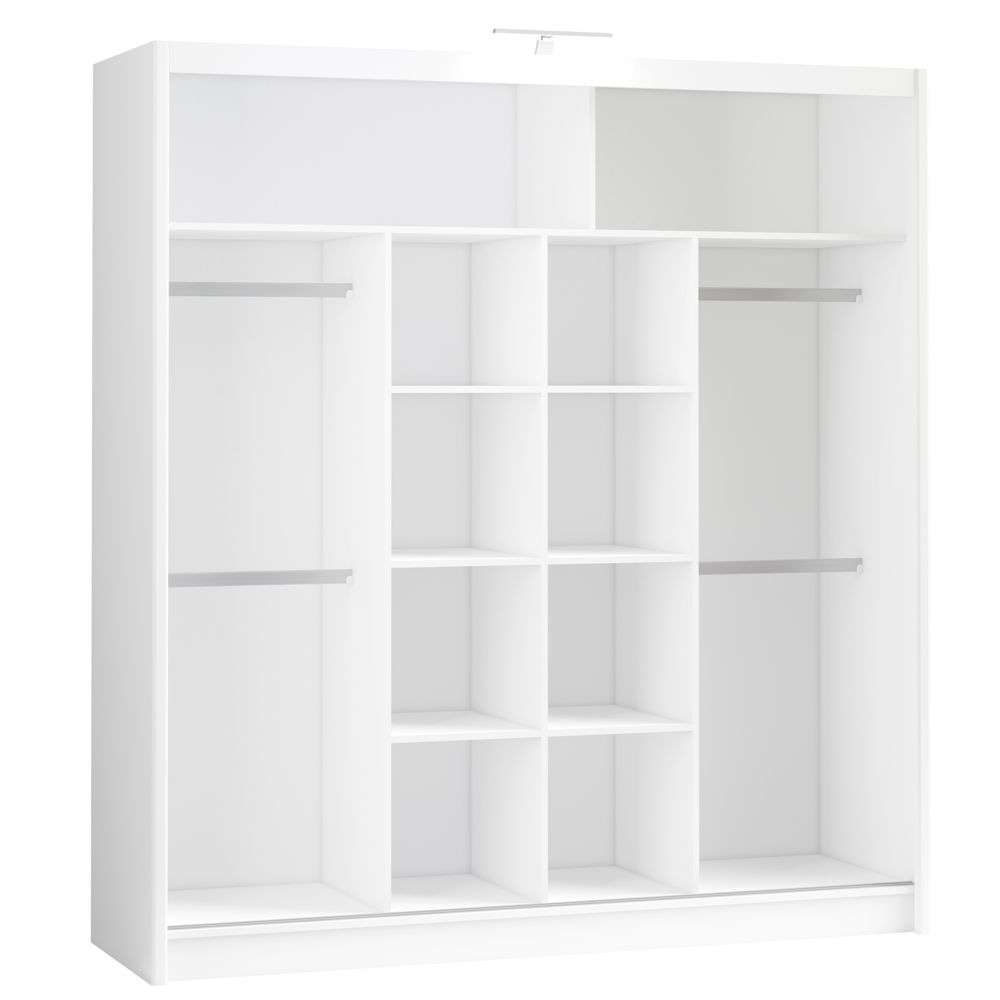 White Full Mirrored Sliding Door Wardrobe 203cm – ALDRIDGE