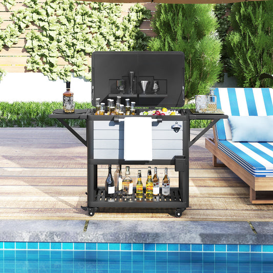 Patio Rolling Cooler Cart on Wheels for Yard Party Pool Deck