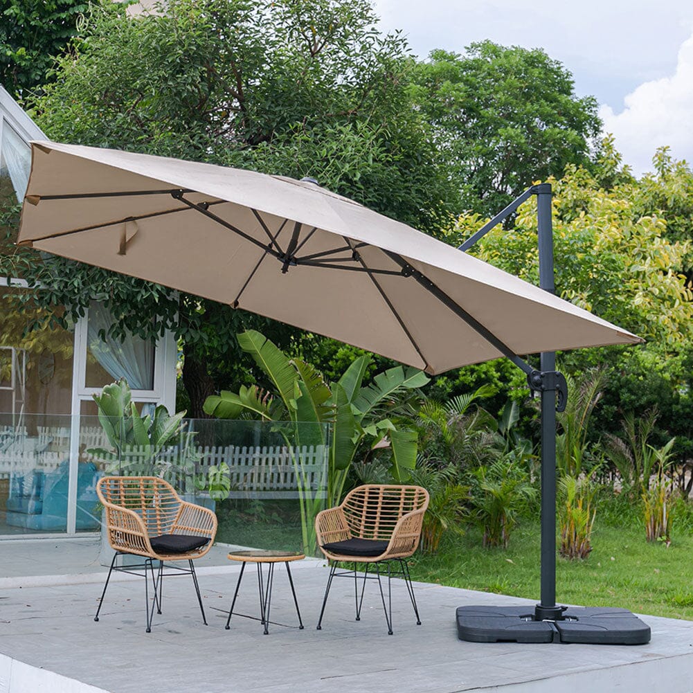 Jasnoszary 3 x 3 m kwadratowy parasol wspornikowy do ogrodu i na patio