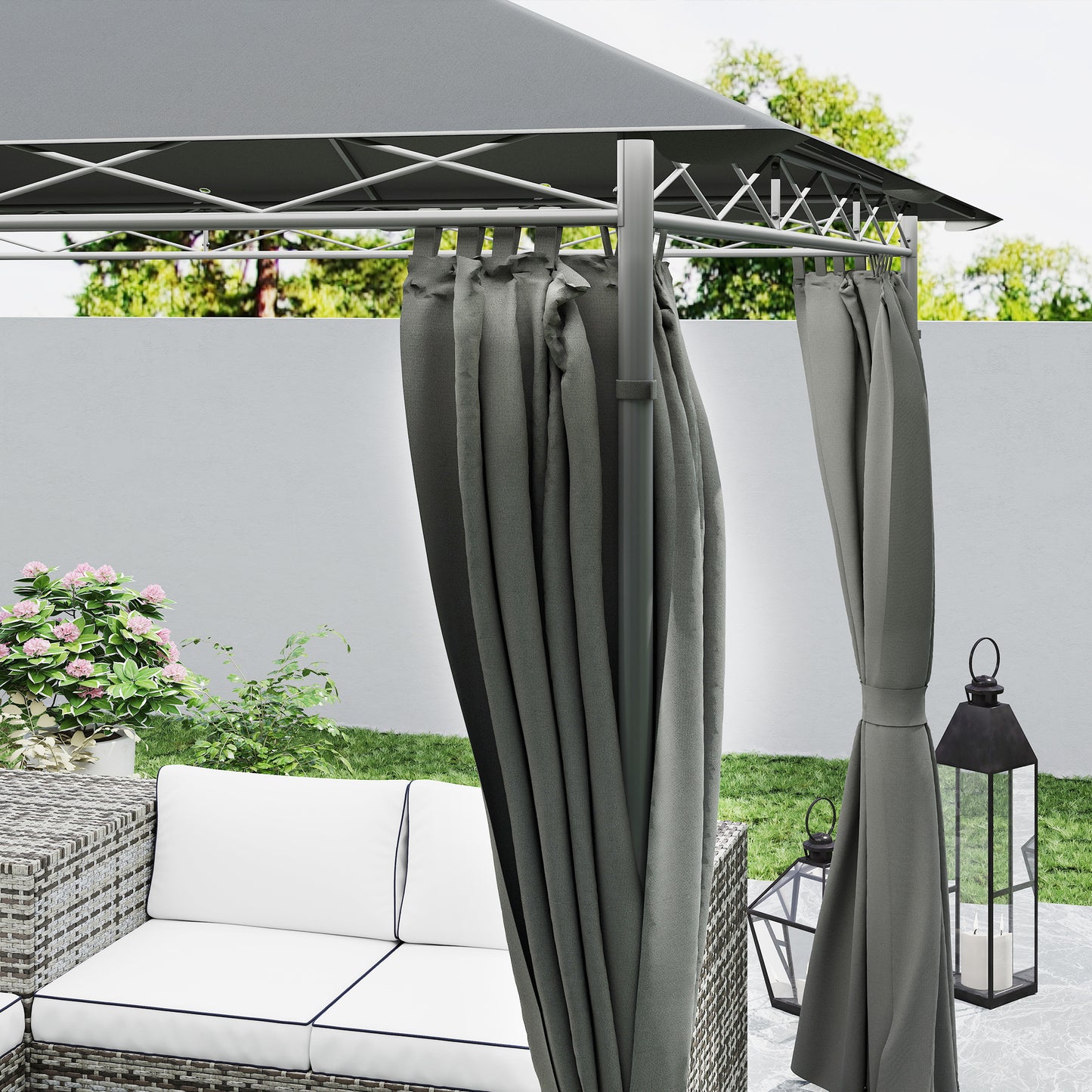 Outsunny 3 x 3 m Solar LED Metalowa Altana - Ciemnoszara