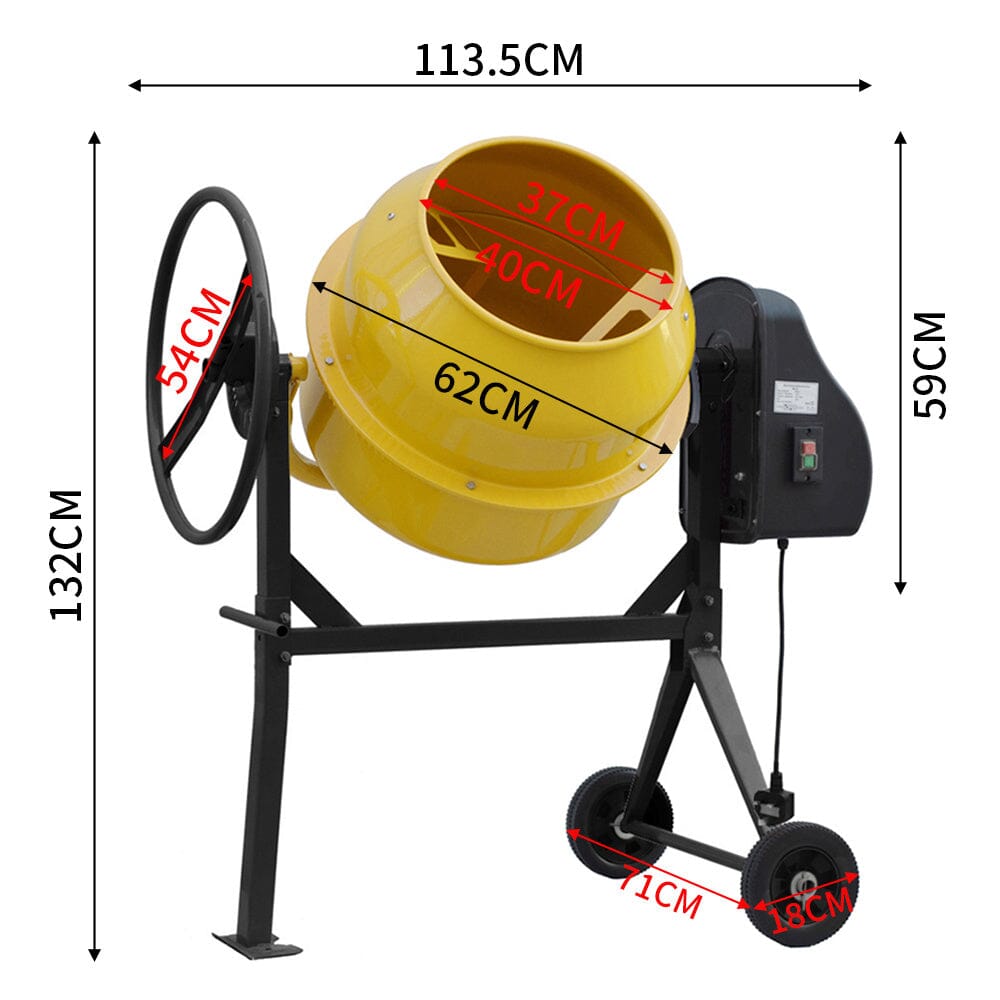 140L Electric Portable Cement Concrete Mixer with Wheels
