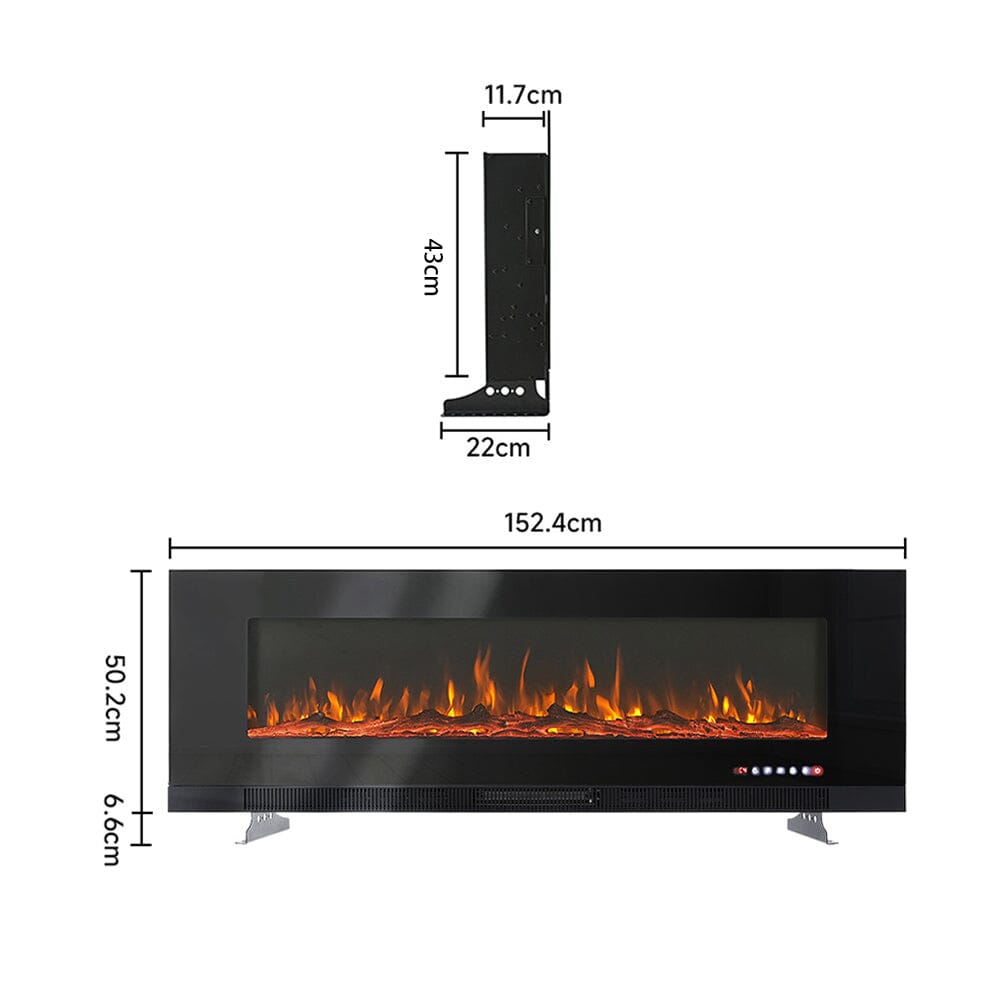 50/60 inch Wall Mounted Electric Fireplaces 5000BTU Inset Fireplace Heater