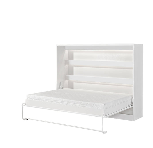 SPACEO Horizontal Wall Bed 140x200 White / Black Handles