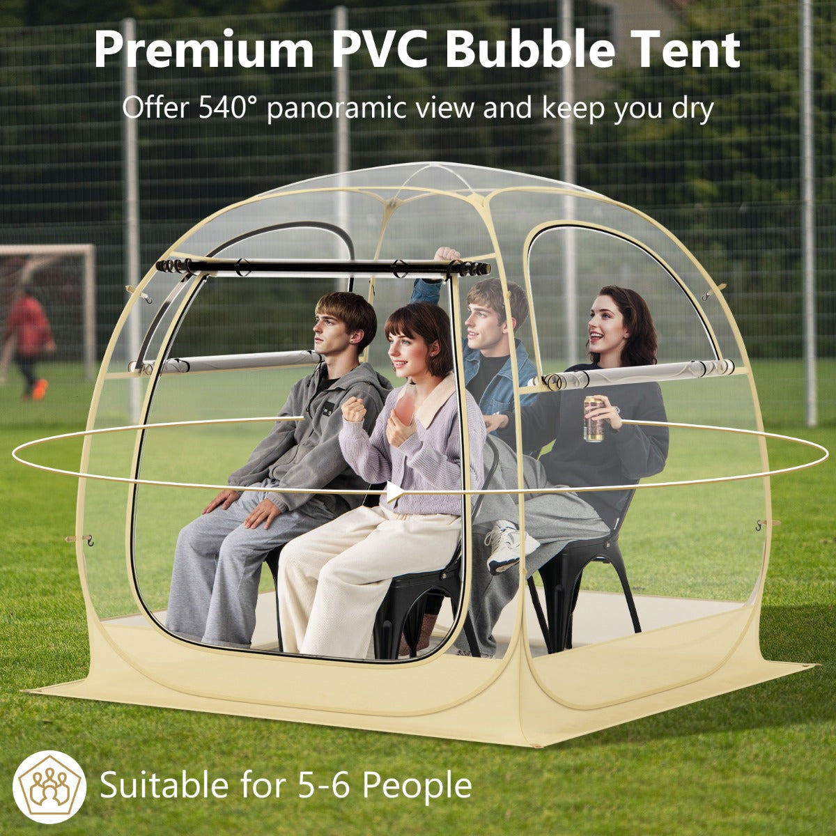Portable and Foldable Sports Tent with Carrying Bag-Beige-L