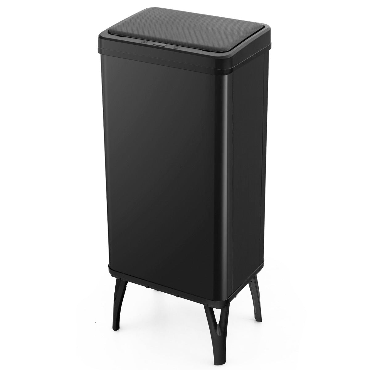 50L Stainless Steel Trash Can Automatic Motion Sensor Garbage Bin-Black