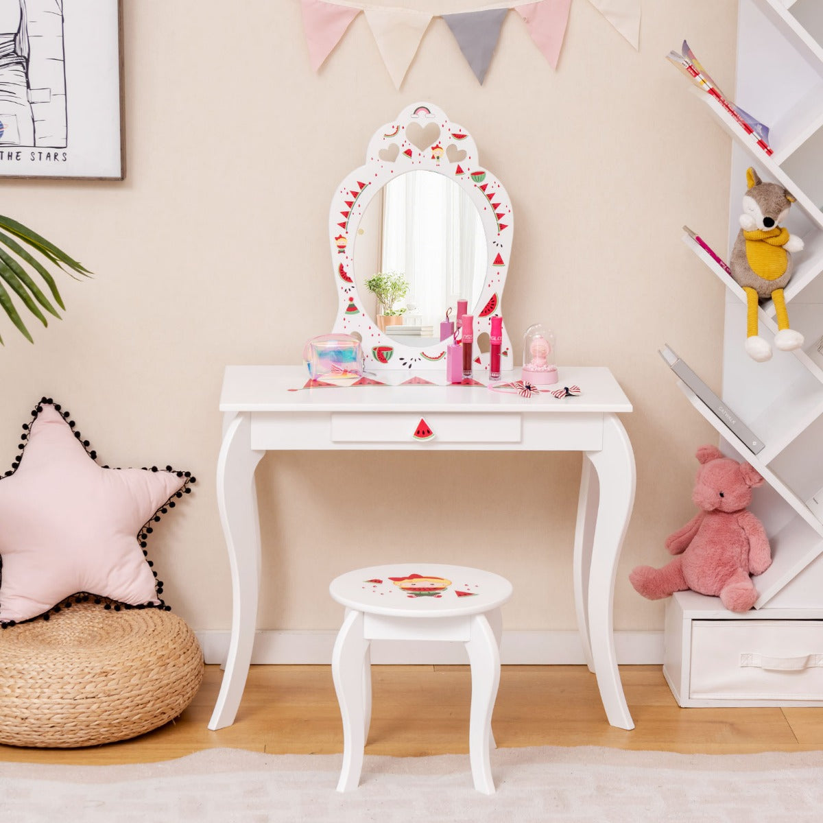 2-in-1 Kids Vanity Set with Mirror and Drawer