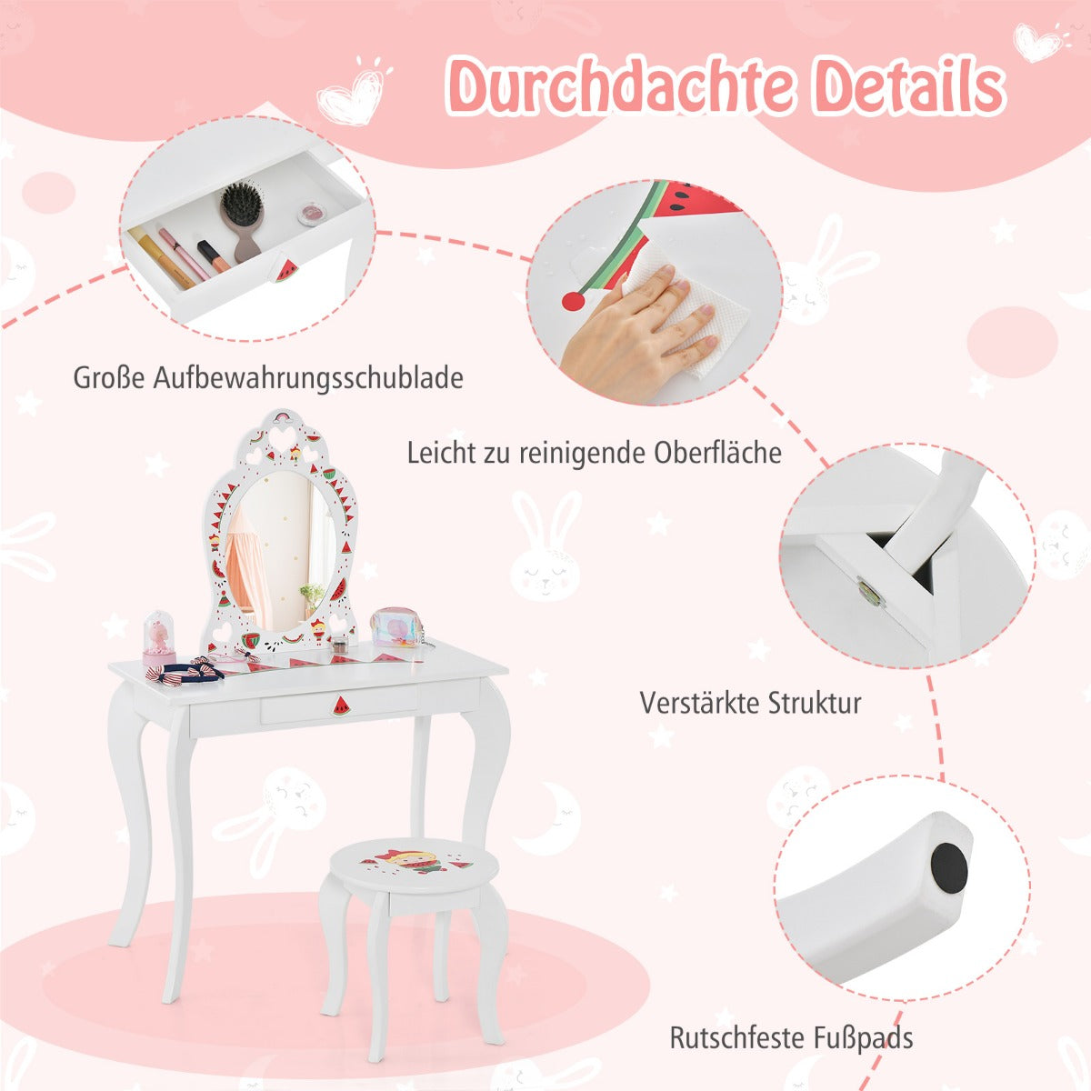 2-in-1 Kids Vanity Set with Mirror and Drawer