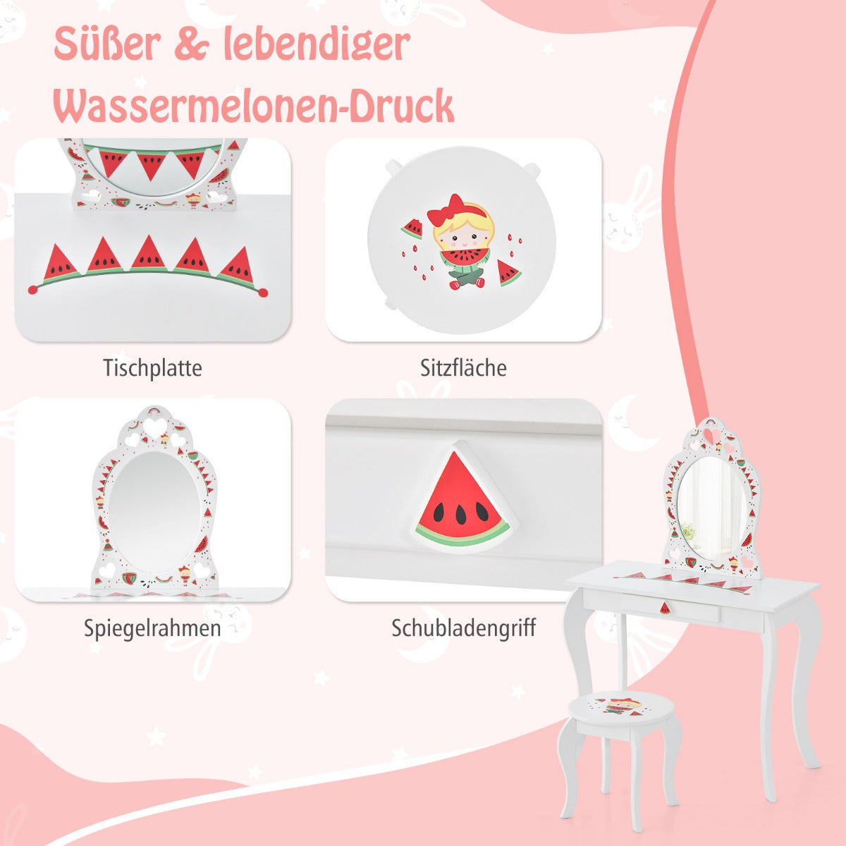 2-in-1 Kids Vanity Set with Mirror and Drawer