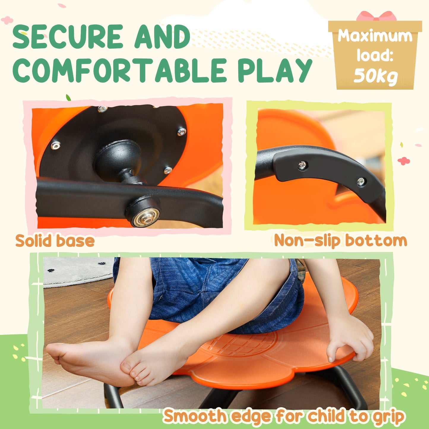 AIYAPLAY Sensory Spinning Chair for Kids, for Coordination, Balance, Orange