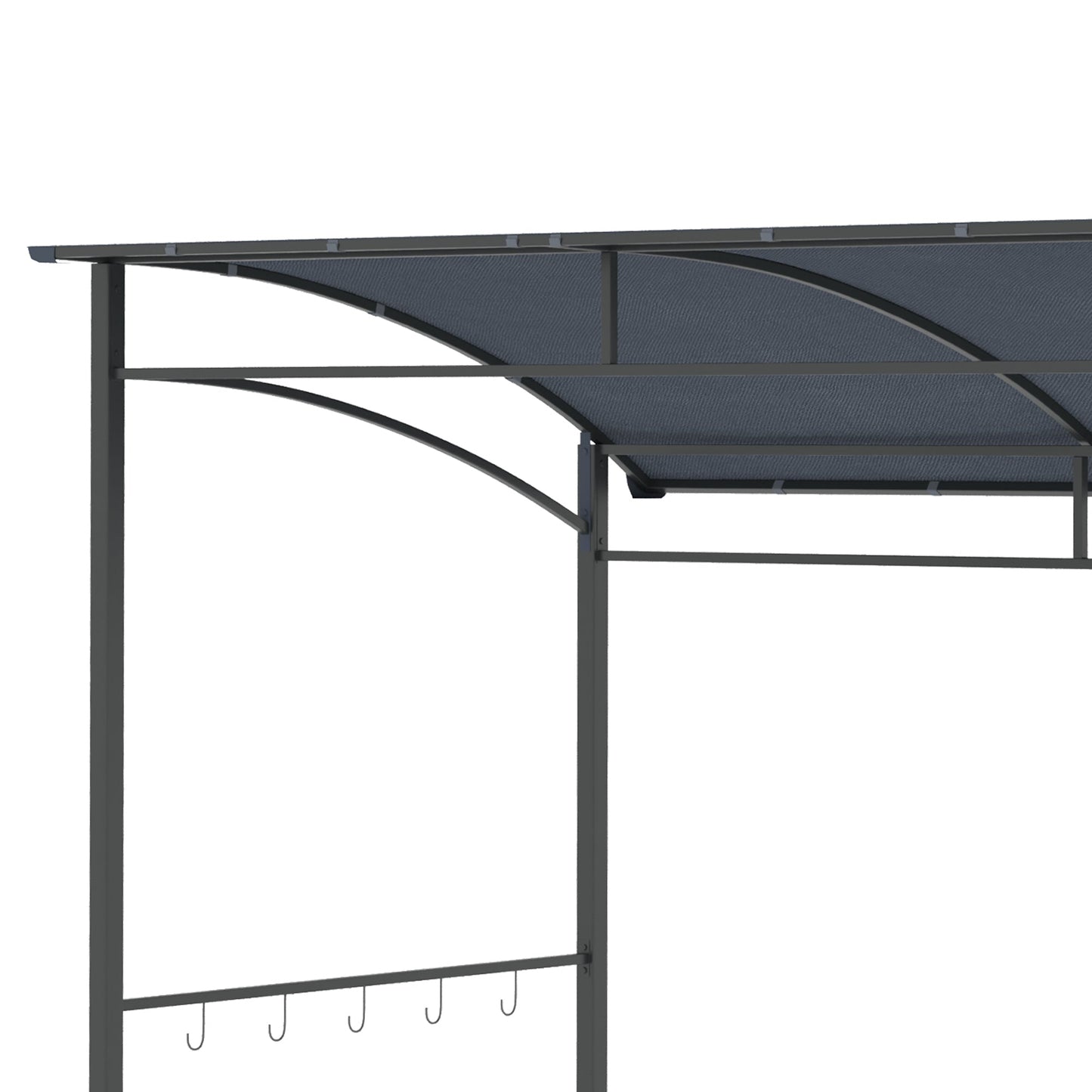Outsunny 2.2 x 1.5 m BBQ Grill Gazebo Tent, Garden Grill with Metal Frame, Curved Canopy and 10 Hooks, Outdoor Sun Shade, Dark Grey
