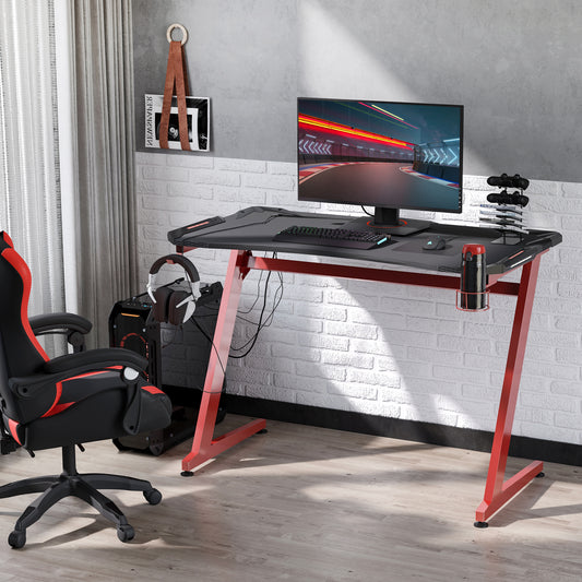 HOMCOM Gaming Desk in Black and Red, image 2