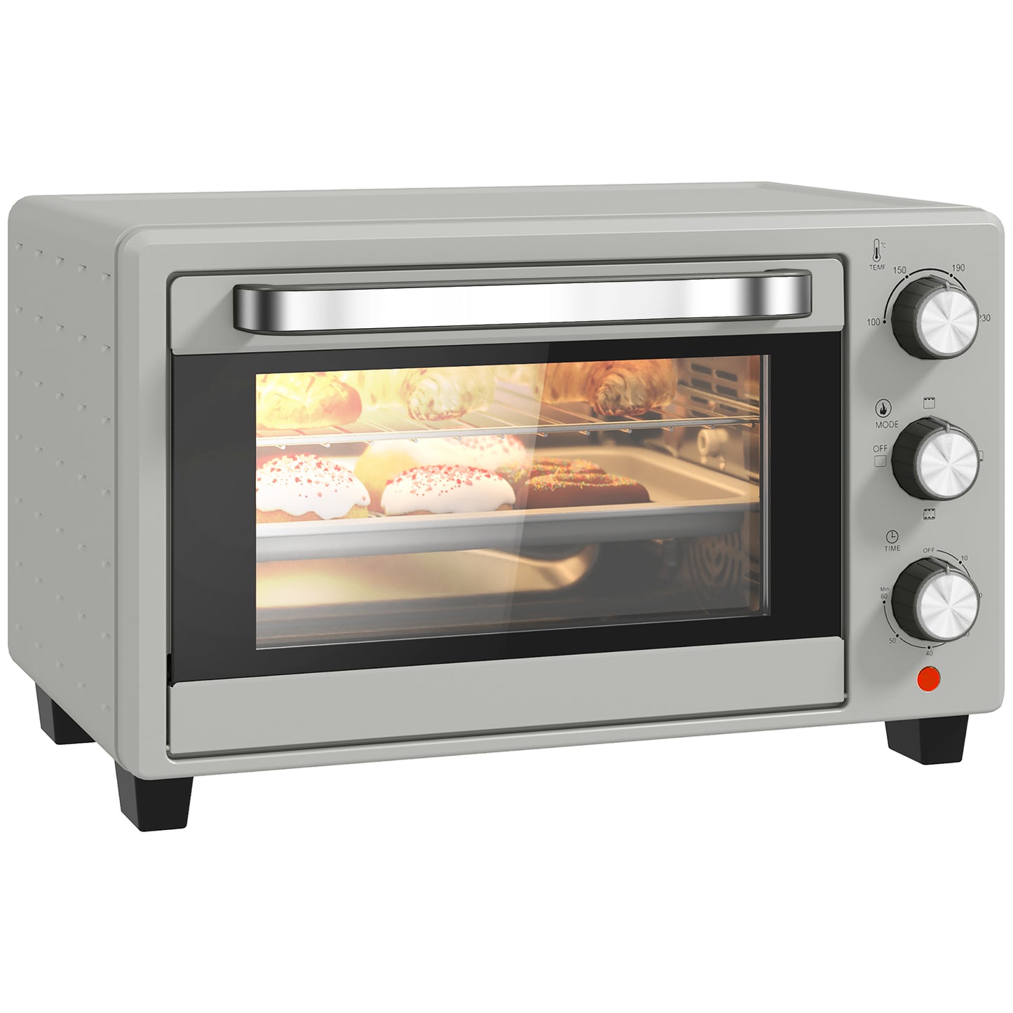 HOMCOM 21L Mini Piekarnik Blatowy, 100°C-230°C Regulowana Temperatura - Srebrny Tone
