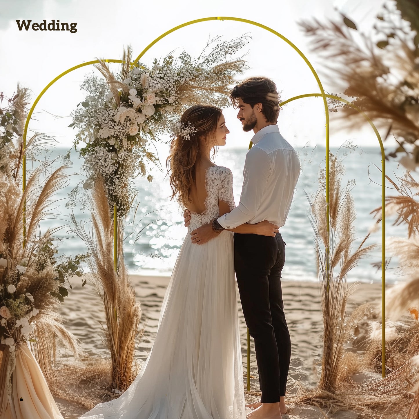Zestaw ram łukowych Outsunny Wedding Arch, 2,2, 2, 1,8 m Metalowy stojak na łuki, zestaw 3 sztuk, zestaw stojaków na łuki balonowe na przyjęcia urodzinowe, wieczór panieński, ukończenie szkoły, ceremonię, dekoracje bankietowe, złoty odcień