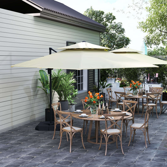 Outsunny Steel Frame Outdoor Roma Cantilever Umbrella in Beige, image 2
