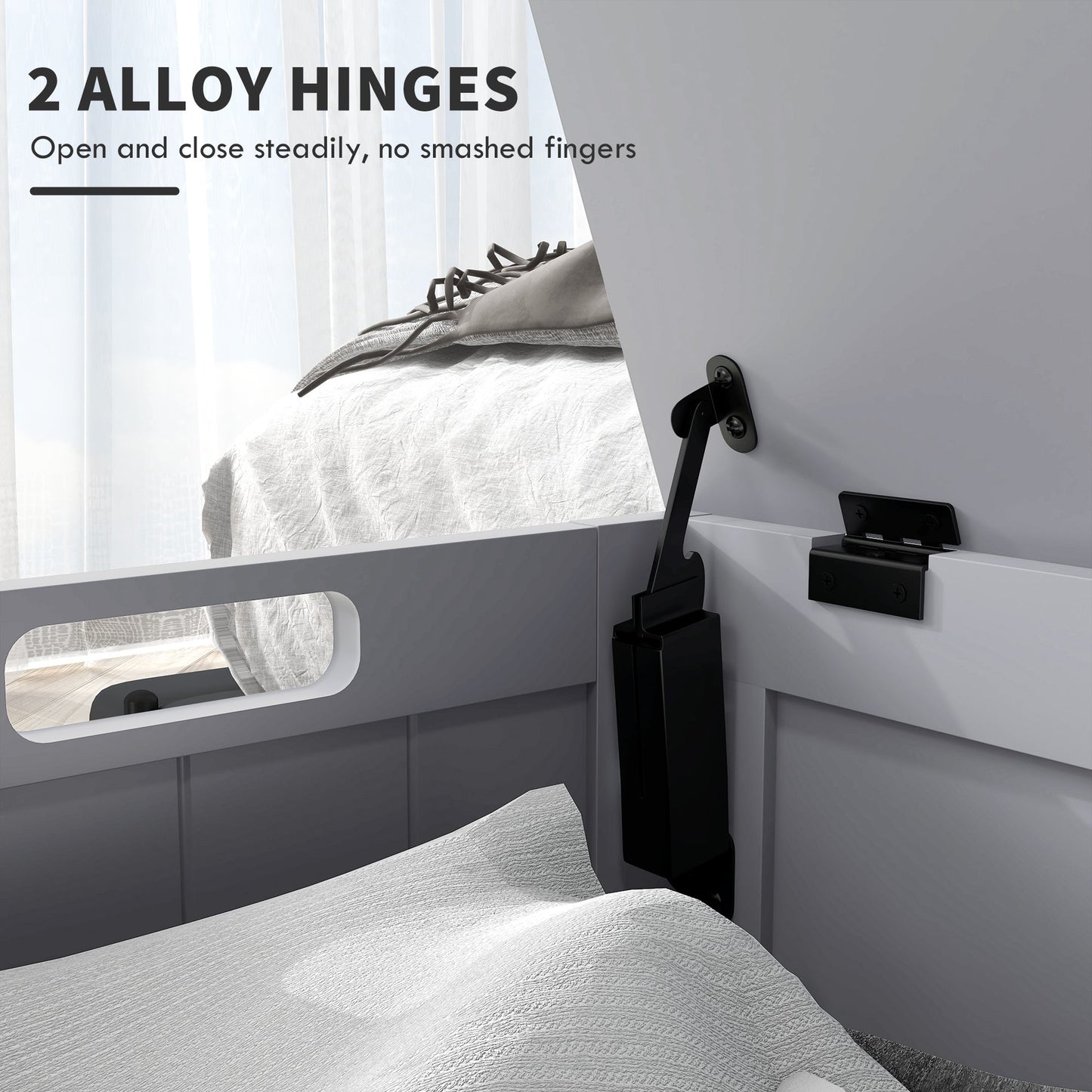 صندوق تخزين HOMCOM، صندوق تخزين عصري بمفصلتين أمان ومقابض مقطوعة، صندوق ألعاب خشبي لغرفة المعيشة، المدخل، 76 × 40 × 48 سم، رمادي