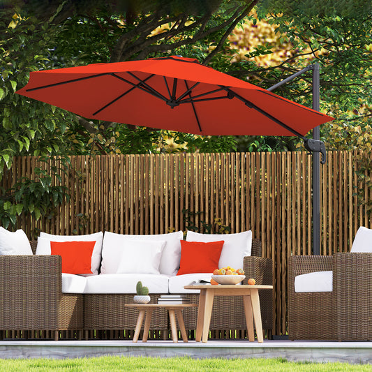 Outsunny Five-Position Overhanging Parasol in Orange, image 2