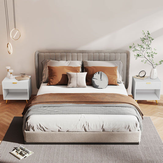 HOMCOM Bedside Tables Set of 2, Bedside Cabinets With Drawer and Open Compartment, Nightstands With Handle for Bedroom, Living Room, White