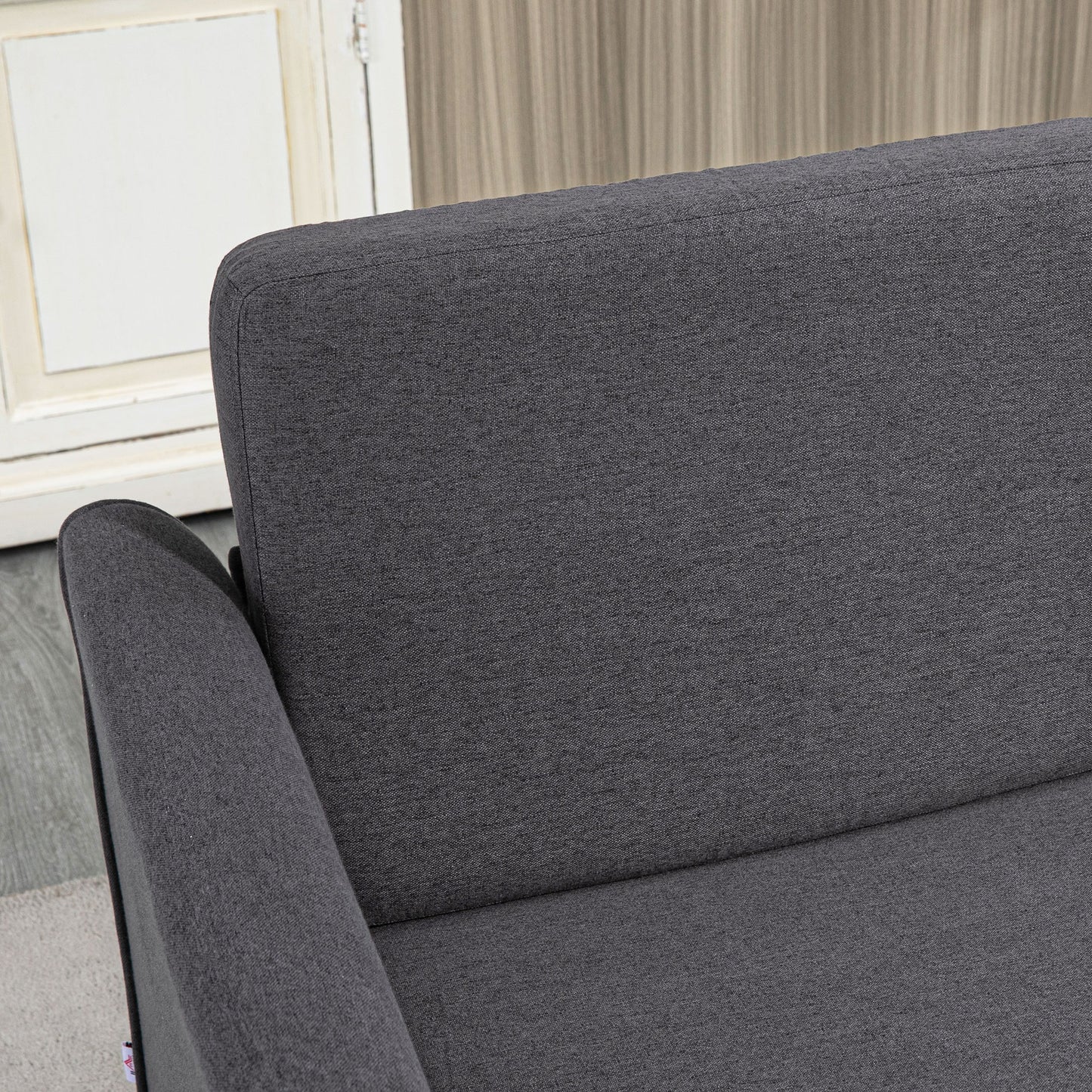 HOMCOM Kompaktowa Sofa Dwuosobowa, Nowoczesna Sofa Dwuosobowa Do Salonu Z Drewnianymi Nogami I Podłokietnikami, Ciemnoszara