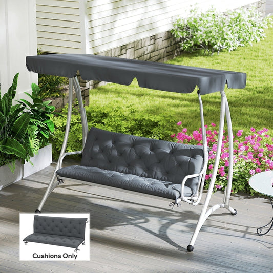 Outsunny 3 Seater Bench Cushion in Dark Grey, image 2