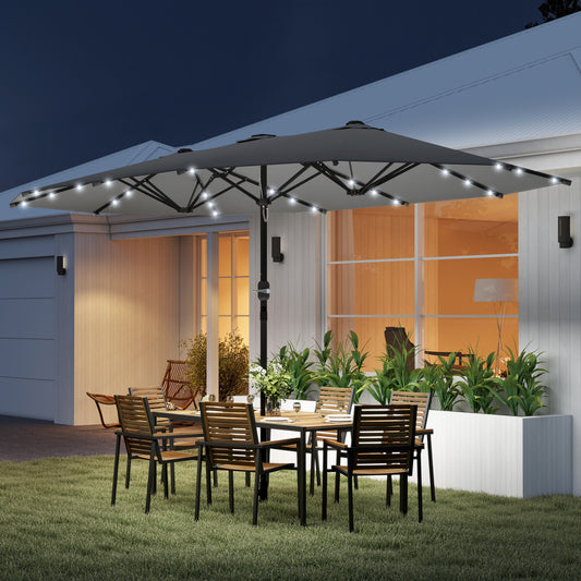 Outsunny 4.4m Double-Sided Sun Umbrella Patio Parasol in Dark Grey, image 2