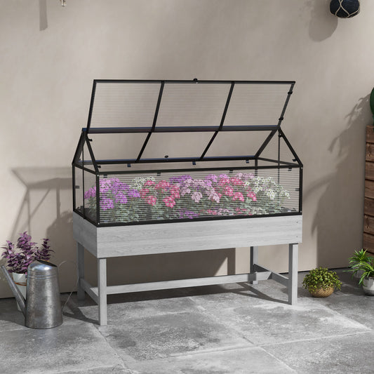 Outsunny Raised Garden Bed with Wooden Base in Distressed Grey, image 2