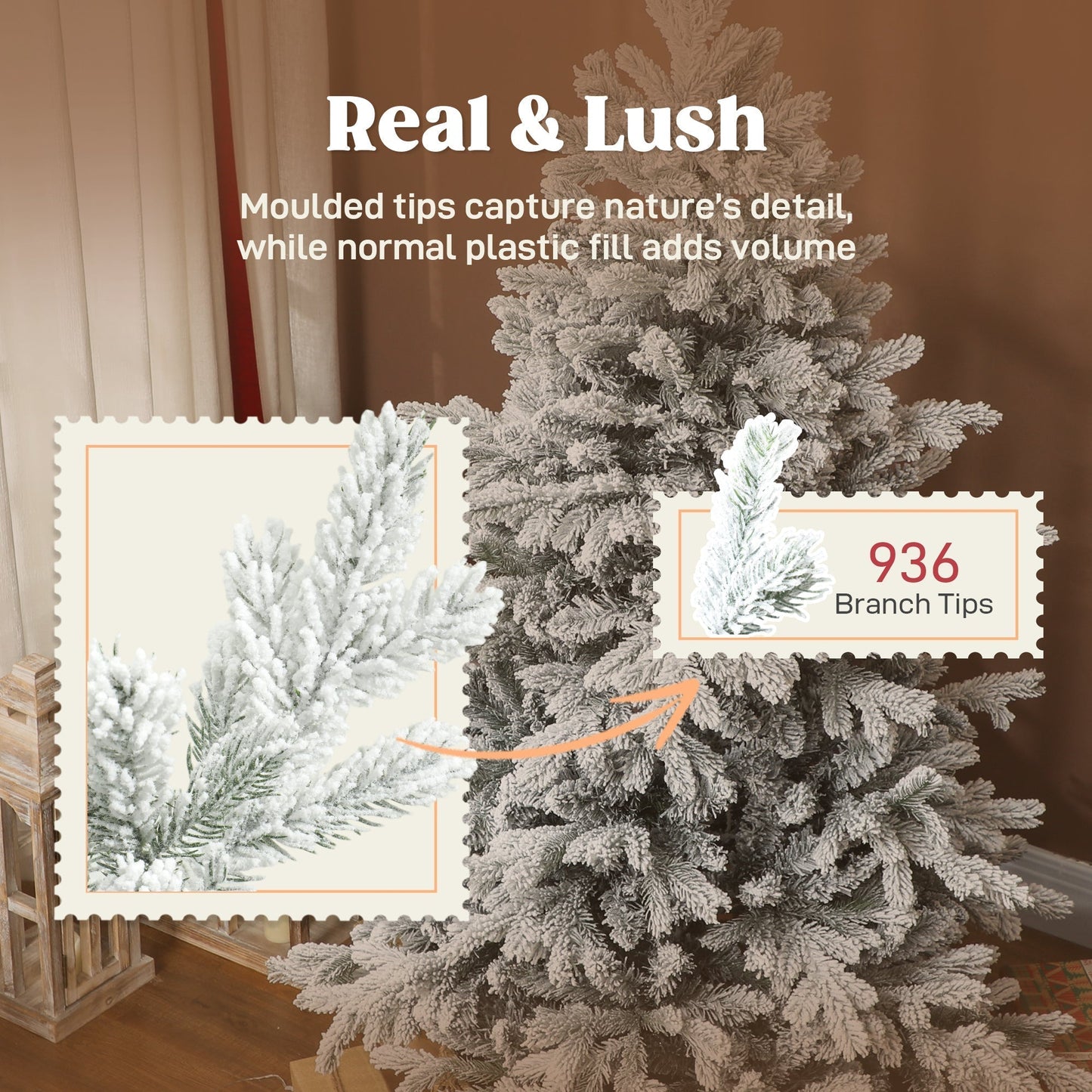 HOMCOM 5ft Snow Flocked Artificial Christmas Tree