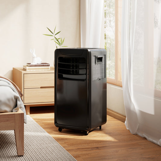 HOMCOM Air Conditioning Unit 10000 BTU, 4-in-1 Portable Air Conditioner with Remote Control, LED Display, 2 Speeds, Black