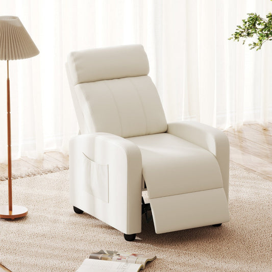 Recliner Armchair with Reclining Function and Adjustable Leg Rest-White