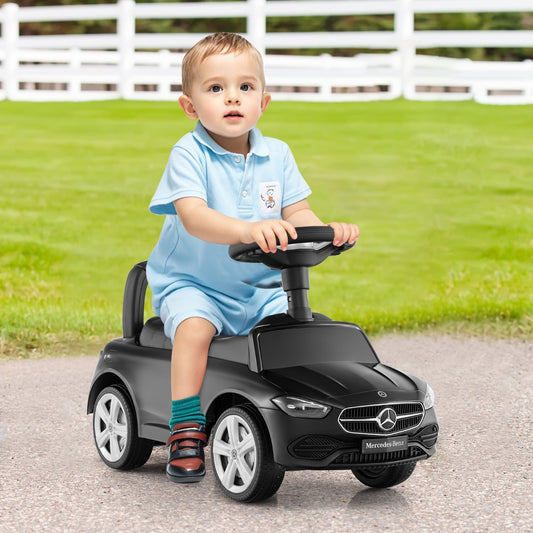 Ride on Sliding Car with Steering Wheel with Horn and Engine Sound-Black