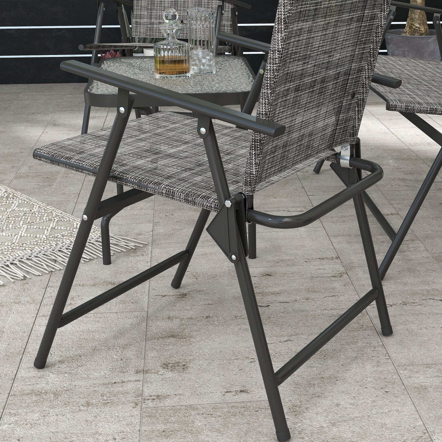 Outsunny Four-Piece Metal Garden Sofa Set - Mixed Grey
