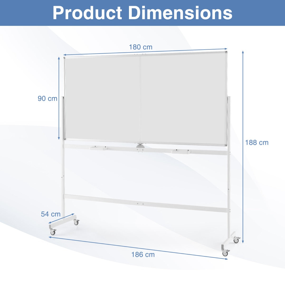 Rolling Whiteboard on Wheels with Stand and Aluminum Alloy Frame-White