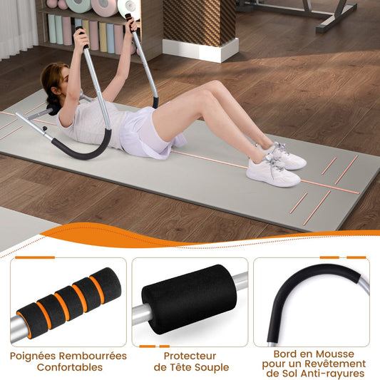 Abdominal Trainer with Padded Headrest Foldable AB Trainer Abdominal Muscle Trainer Abdominal Training Device-Gray