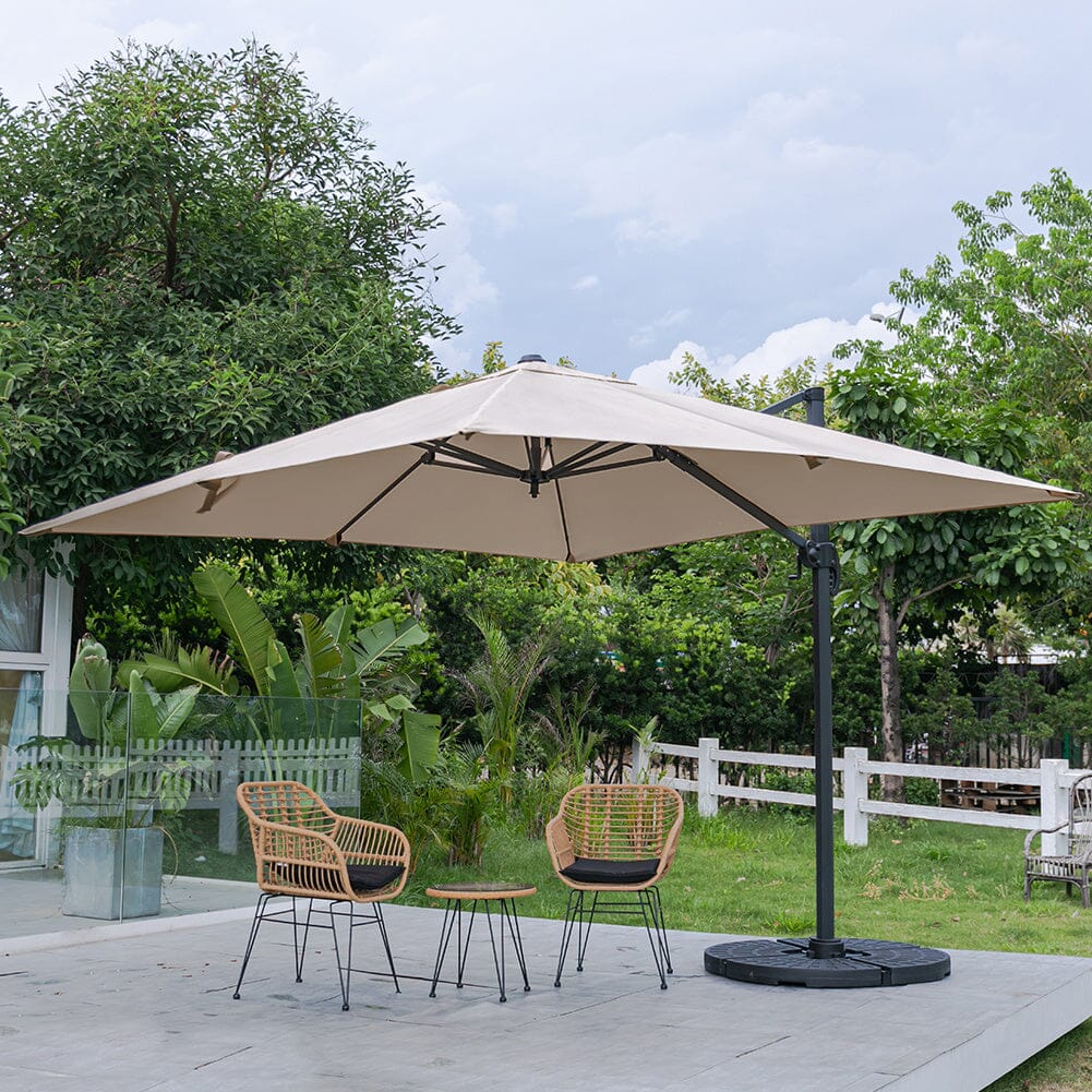 Jasnoszary 3 x 3 m kwadratowy parasol wspornikowy do ogrodu i na patio
