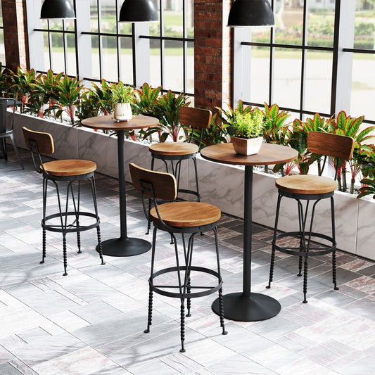 Round Top Pub and Bar Table with MDF Top and Base-2 Pieces-Rustic Brown