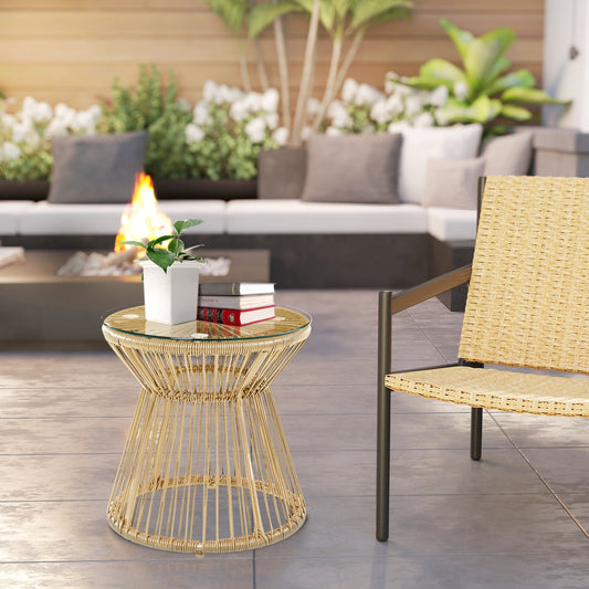 Outsunny Round End Table in a Natural Wood Finish, image 2
