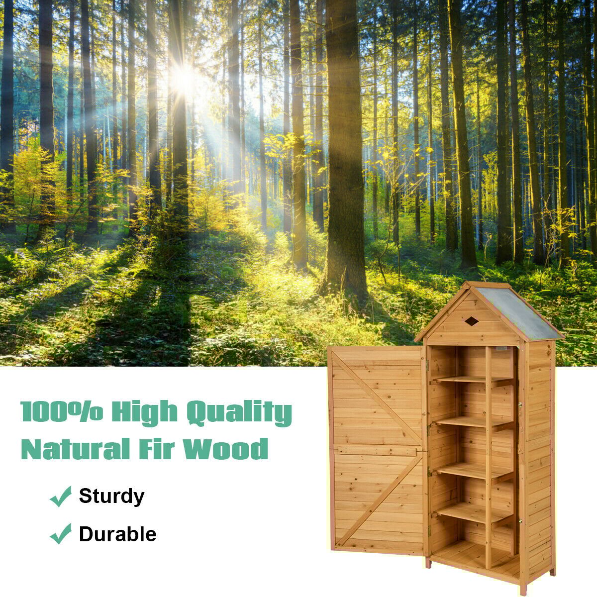 Wooden Garden Shed with Lockable Double Doors and Slope Roof