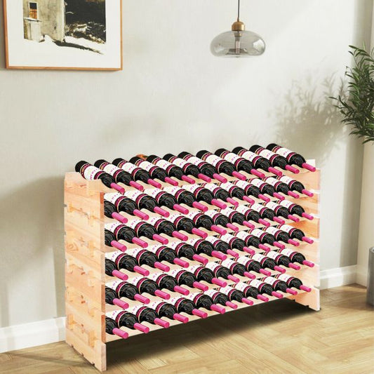 Wooden wine rack for 72 bottles Stackable wine stand Bottle rack Wooden shelf Wine cabinet