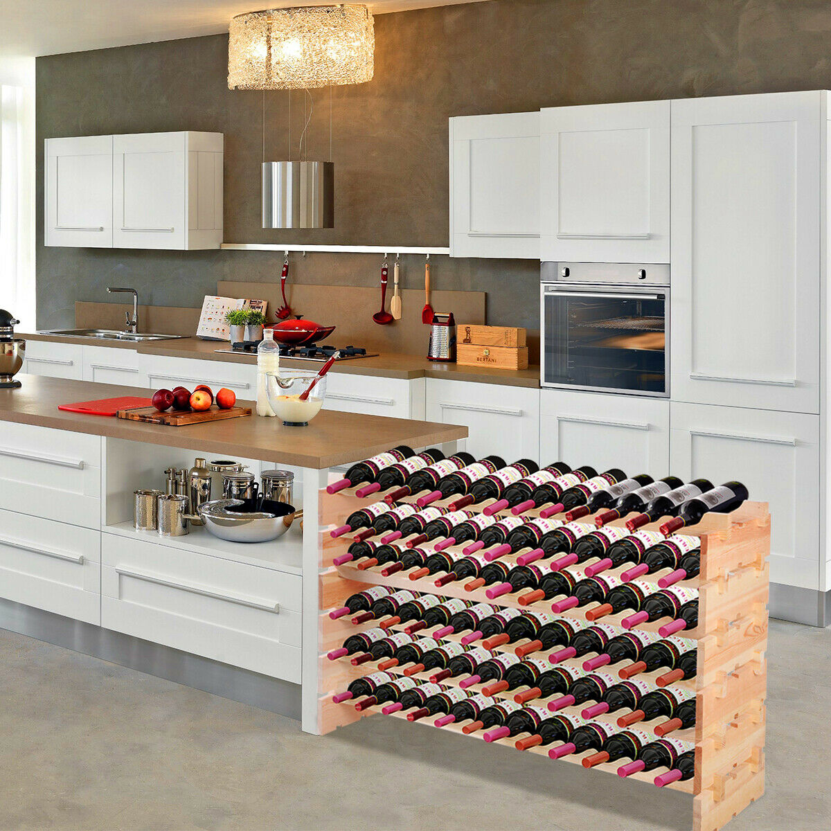 Stackable Shelf Wooden Wine Holder Rack for 72 Bottles