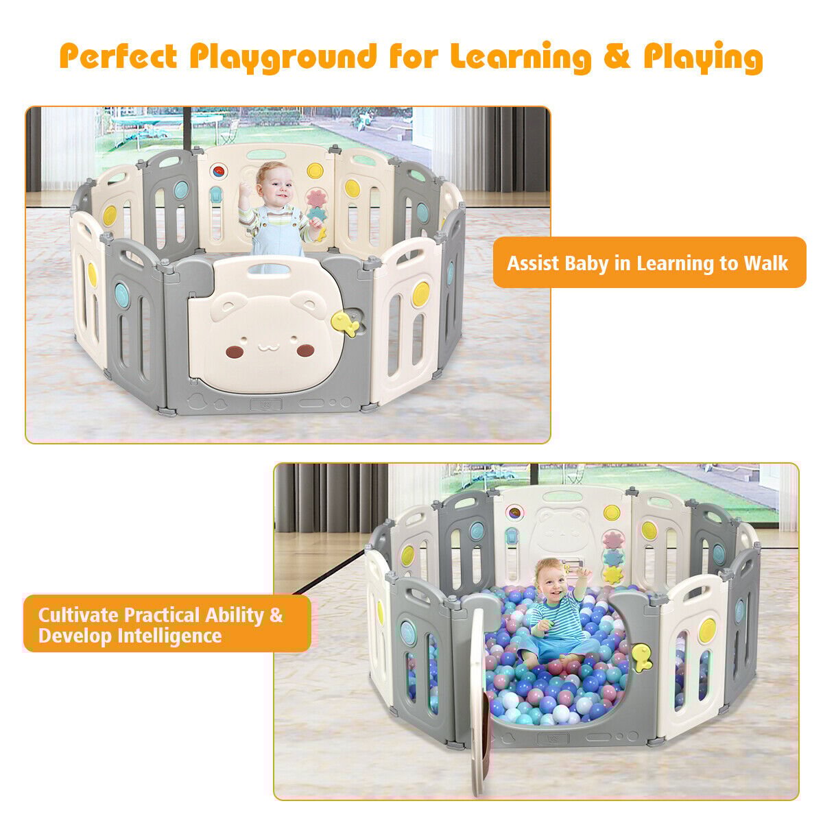 Portable 10+2 Large Panel Toddler Playpen