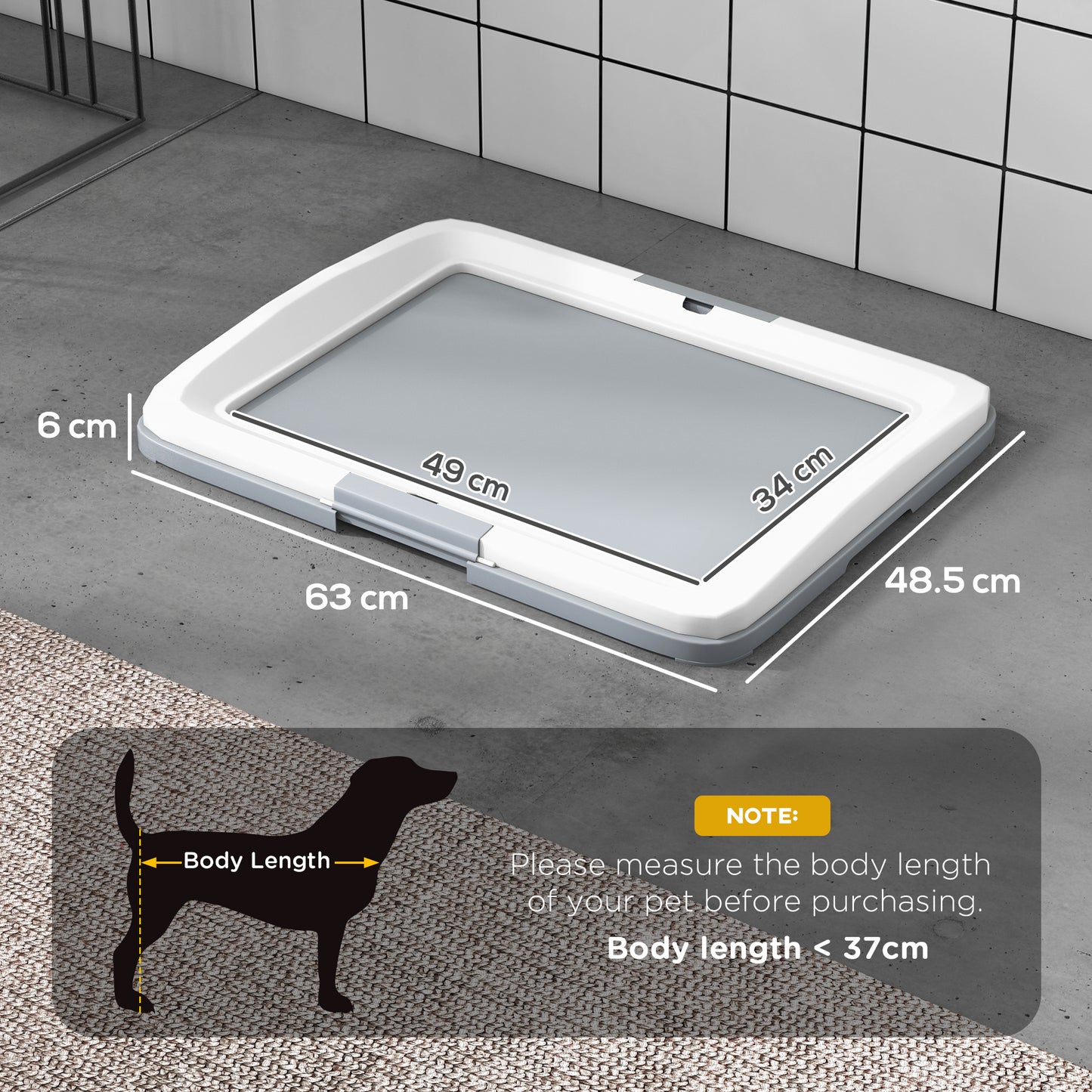 PawHut Dog Toilet Tray for Training Dogs, Dog Litter Tray for Indoor, Outdoor, 63 x 49 x 6cm