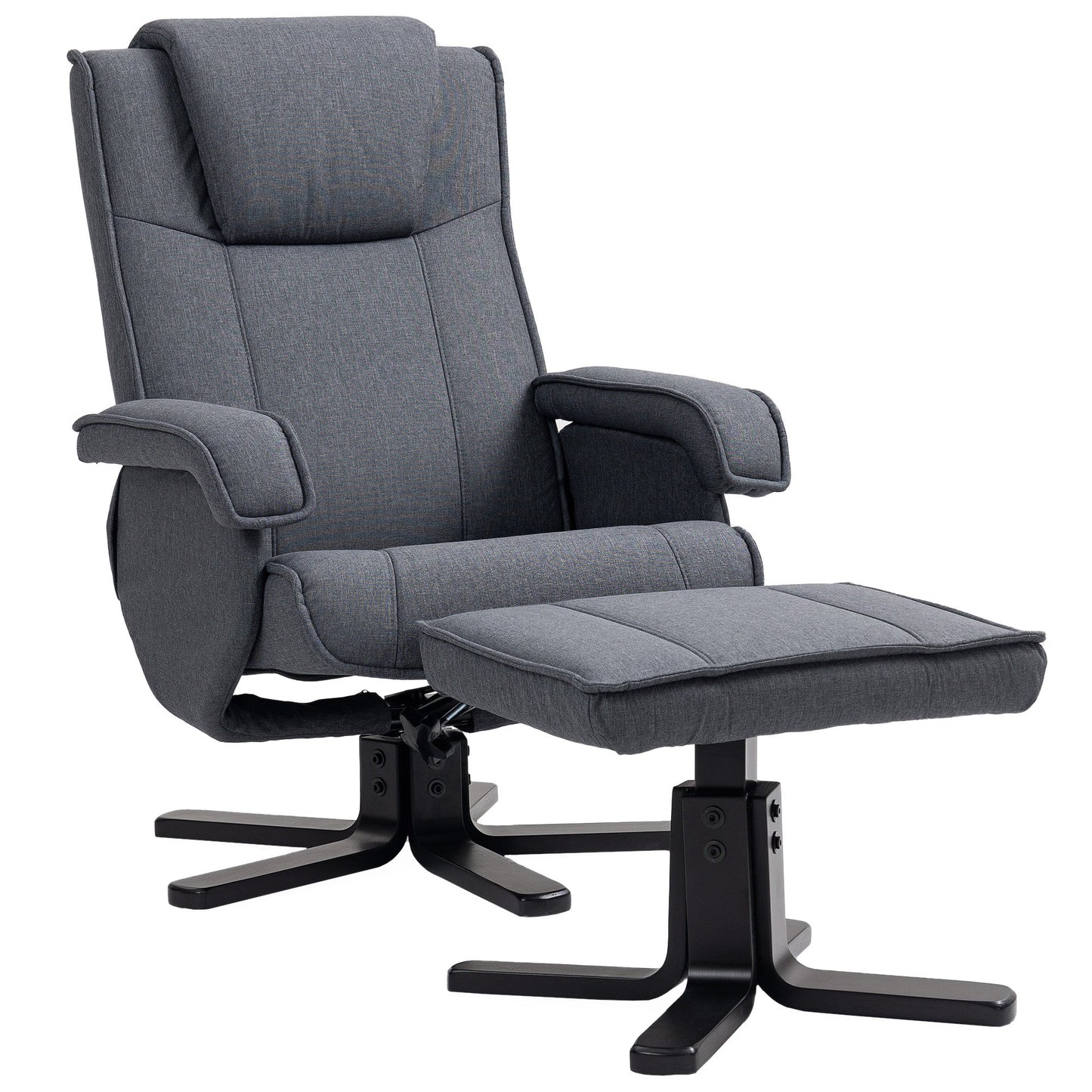 HOMCOM Rocker Swivel Recliner Chair z podnóżkiem - antracytowy len