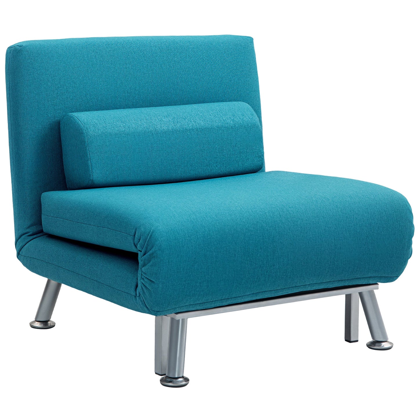 Fotel rozkładany HOMCOM Single Linen-Feel - ciemnoniebieski