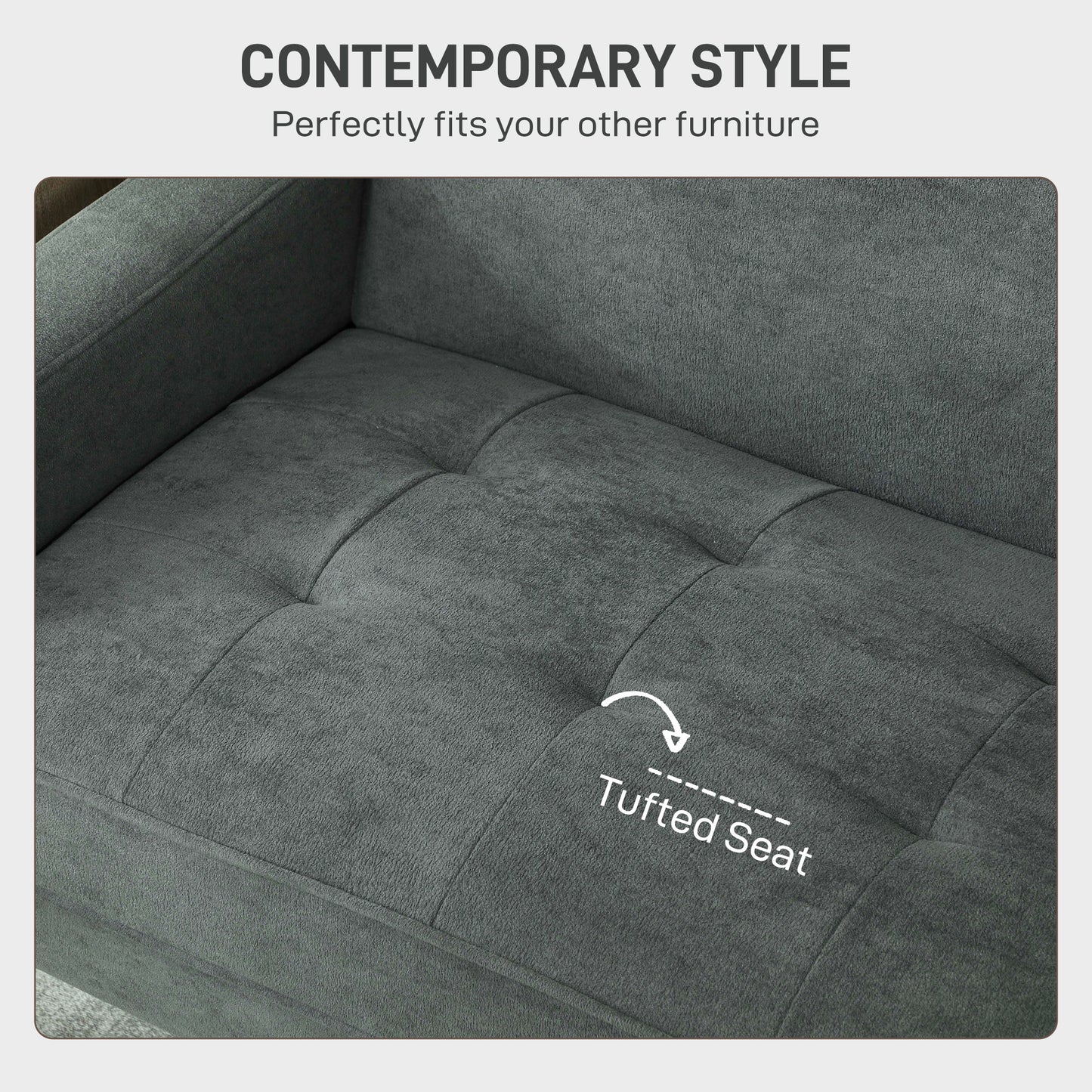 Dwuosobowa sofa HOMCOM Velvet-Feel - szara
