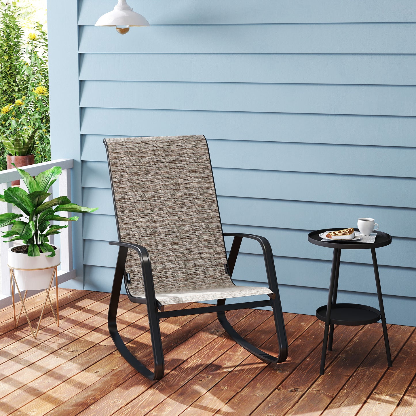 Outsunny Rocking Garden Chair - Jasnobrązowy