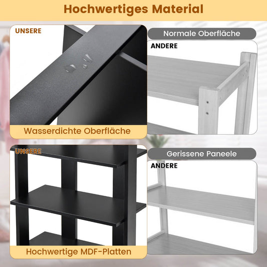 Height adjustable 8 tier wooden shoe rack freestanding corner shelf brown