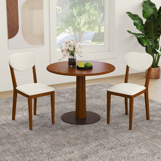 Set of 2 Sherpa Dining Chairs with Rubber Wood Legs-Walnut