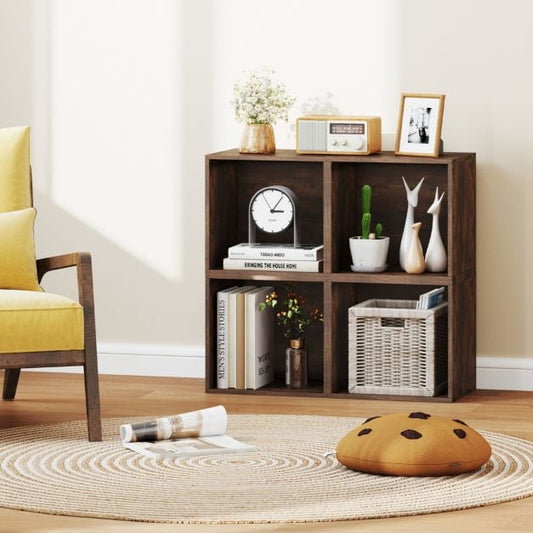 Set of 4 Cube Storage Organizers for Small Space-Brown