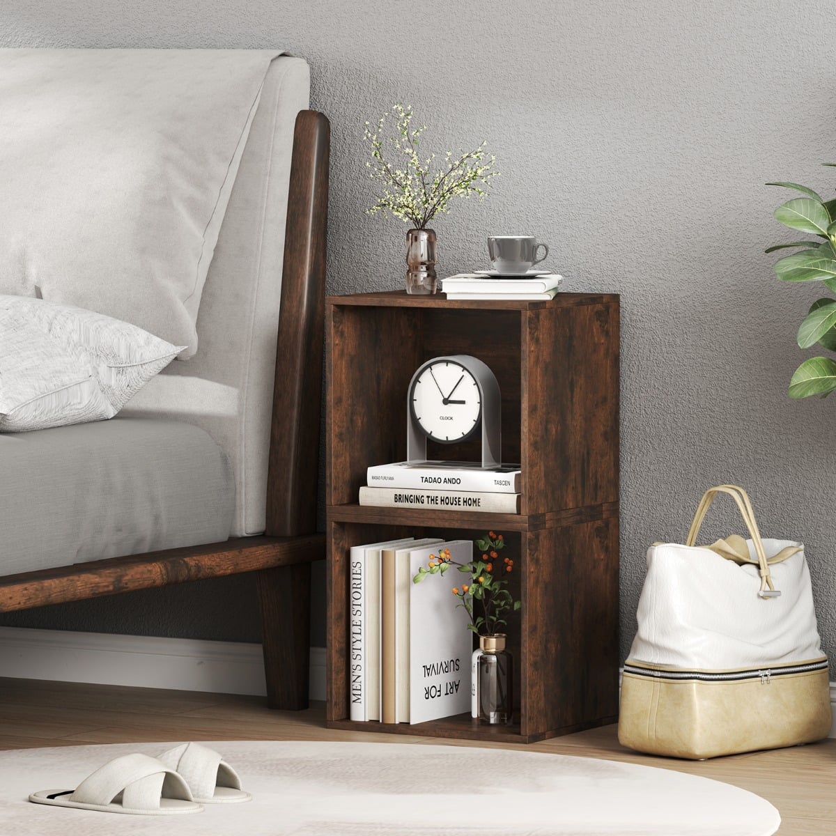 Set of 4 Cube Storage Organizers for Small Space-Brown