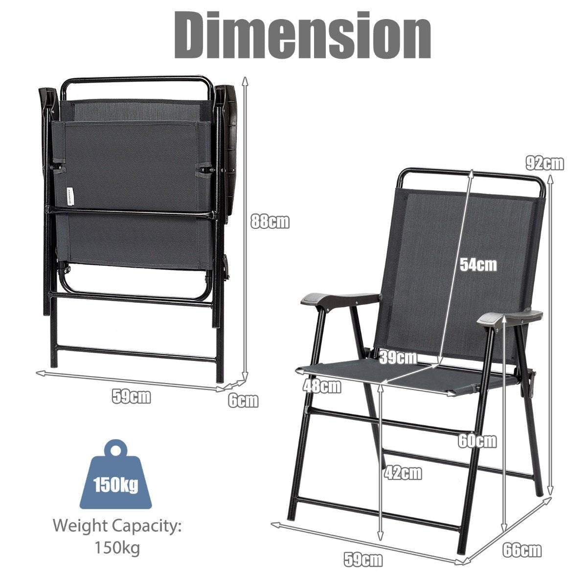 Set of 4 Patio Folding Chairs with Armrest for Outdoor Indoor Camping Garden
