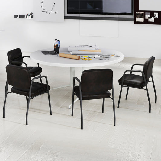 Set of 4 Waiting Room Chairs with Integrated Armrests No Wheels-Brown
